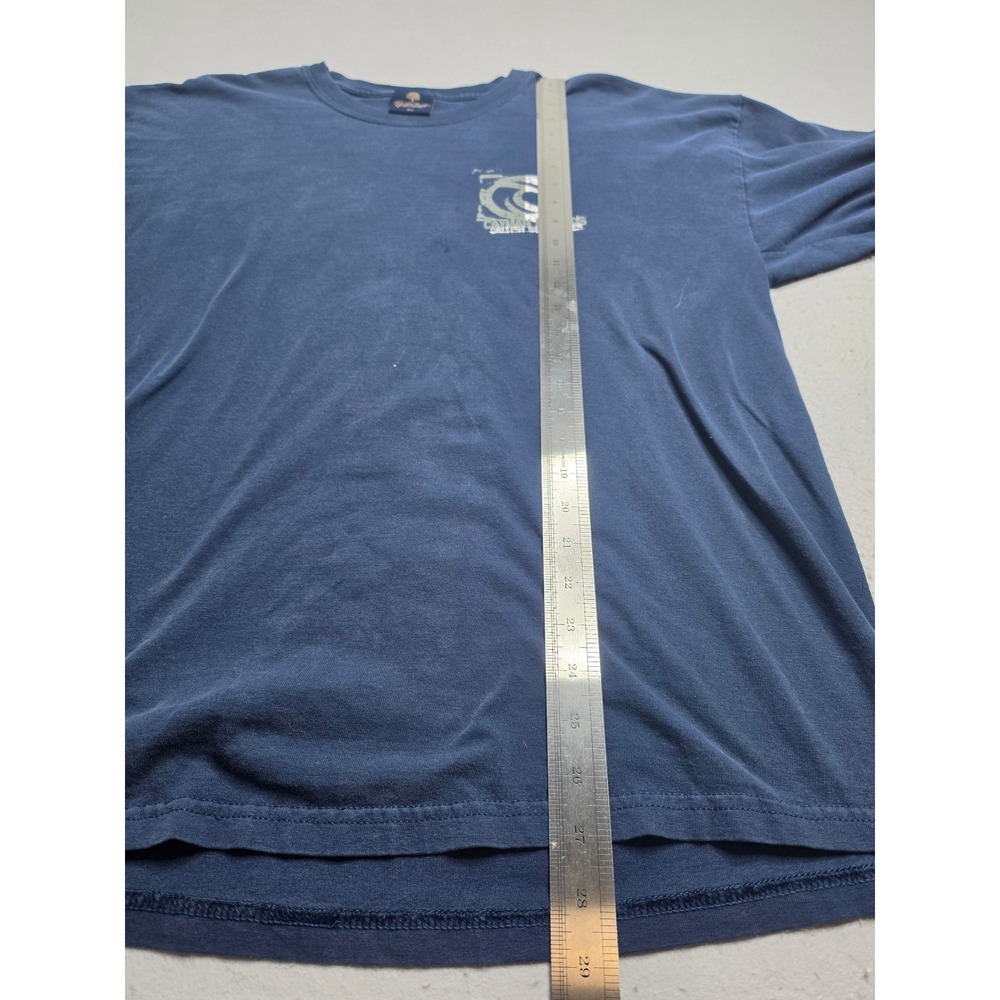 Yesterdays Shirt Men XL Navy Blue 100% Cotton Cayman Islands Graphic Long Sleeve - Picture 6 of 7